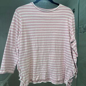 Boden striped pink preppy ruffle detail sweater size 12